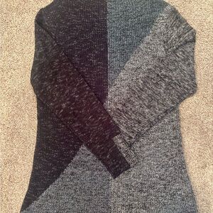NIC+ZOE Black and Gray Cowl Neck Sweater